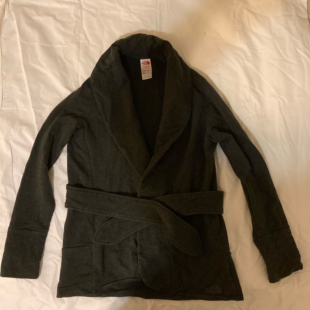 The North Face Grey Belted Wrap Jacket Cardigan